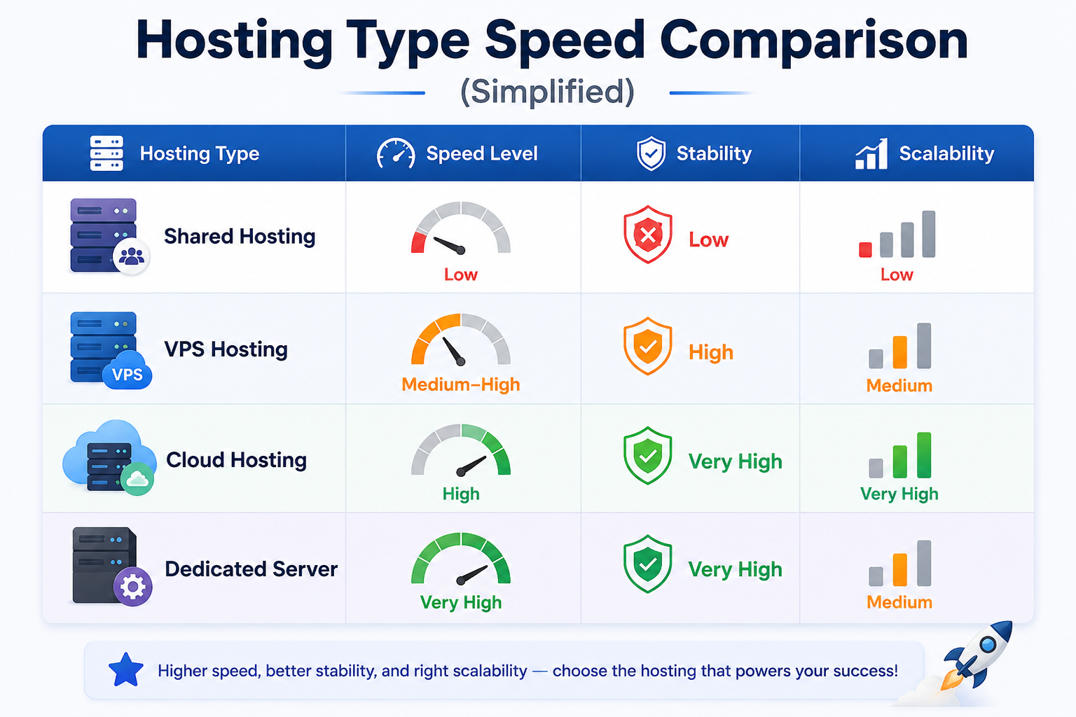 Hosting Type Speed Comparison (Simplified)